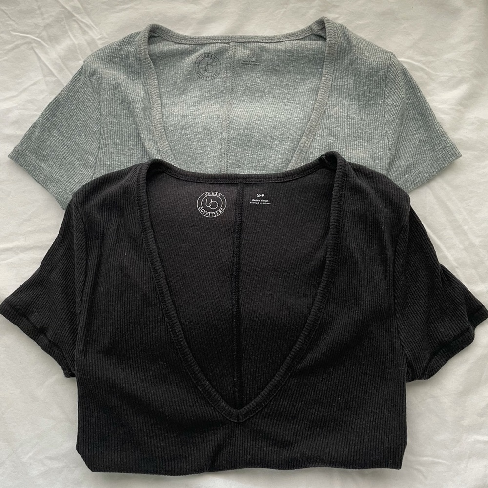 Grey V-Neck T-Shirt from Urban Outfitters